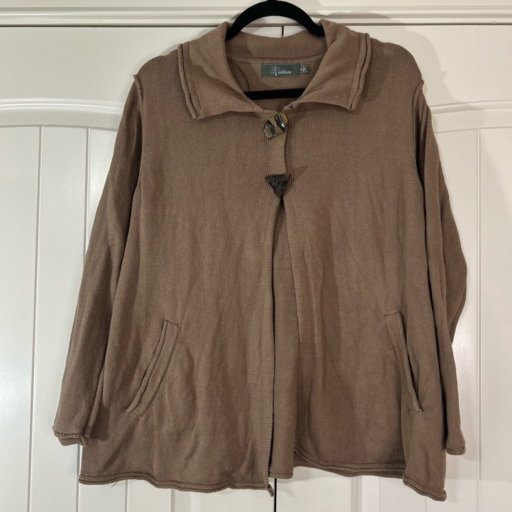 Willow Brown Cardigan. Size Medium. Minimalism. Neutral. Cabincore.